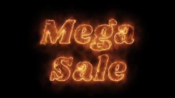 Mega Sale woord Hot geanimeerde brandende realistische Fire Flame loop. — Stockvideo