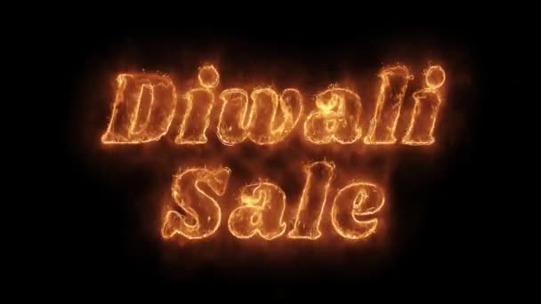 Diwali venta palabra caliente animado quema fuego realista llama lazo . — Vídeos de Stock