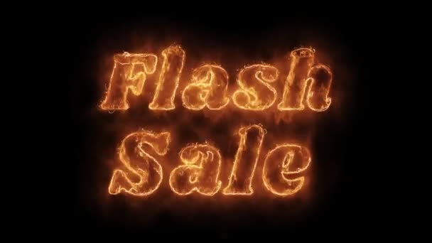 Flash verkoop woord Hot geanimeerde brandende realistische Fire Flame loop. — Stockvideo