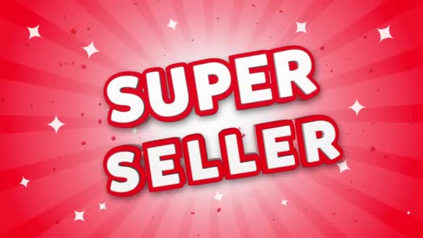 Super Seller 3D Text on Falling Confetti Background. — Stock Video