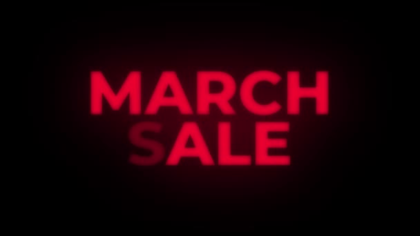 März Verkauf Text flackernde Anzeige Werbe-Schleife. — Stockvideo