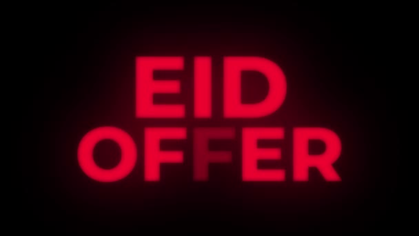 Eid Angebot Text flackernde Anzeige Werbeschleife. — Stockvideo