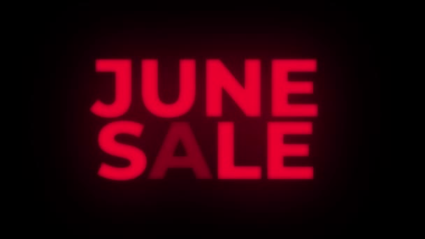 Junio Venta texto parpadeo pantalla lazo promocional . — Vídeo de stock