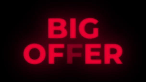 Big Offer Text Flickering Display Promotional Loop. — Stock Video