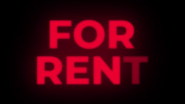 For Rent Text Flickering Display Promotional Loop. – stockvideo