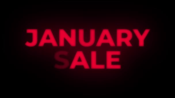 Januar Verkauf Text flackernde Anzeige Werbe-Schleife. — Stockvideo
