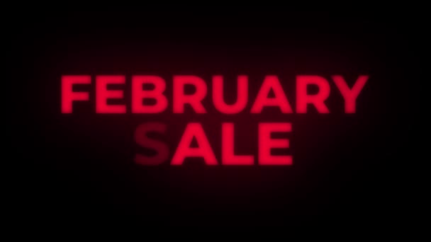 Februari verkoop tekst flikkerende display promotionele lus. — Stockvideo