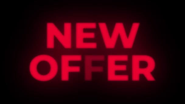 Neues Angebot Text flackernde Anzeige Werbeschleife. — Stockvideo