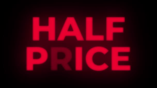 Half Price Text Flickering Display Promotional Loop. — Stock Video