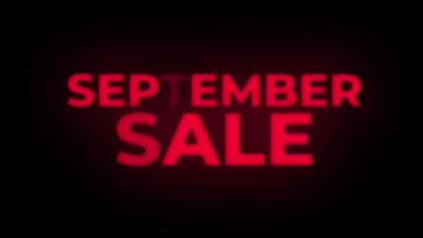 September Sale Text Flickering Display Promotional Loop. — Stock Video