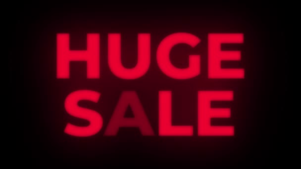 Enorme verkoop tekst flikkerende display promotionele lus. — Stockvideo