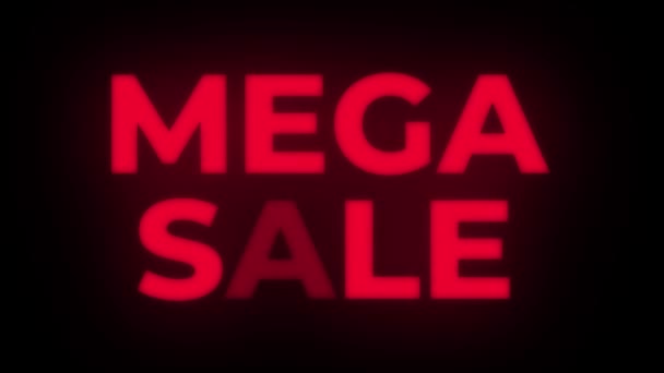 Mega Sale Text flackernde Anzeige Werbe-Schleife. — Stockvideo