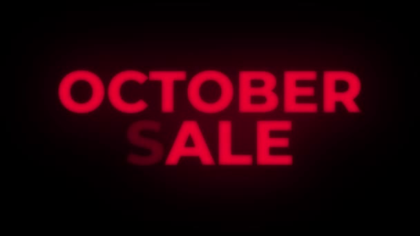 Oktober försäljning text flimrande display promotion loop. — Stockvideo