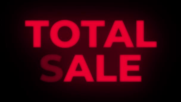 Total Sale Text Flickering Display Promotional Loop. — Stock Video