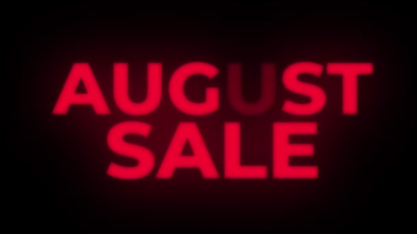 Augusti försäljning text flimrande display promotion loop. — Stockvideo