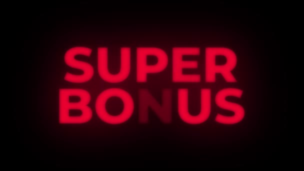 Super Bonus Text flackernde Anzeige Werbe-Schleife. — Stockvideo