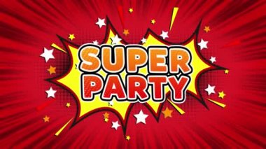 Süper Parti Metin Pop Art Style Komik İfade.