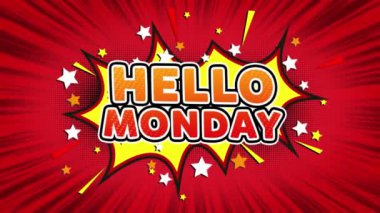 Merhaba Pazartesi Metin Pop Art Style Comic Expression.