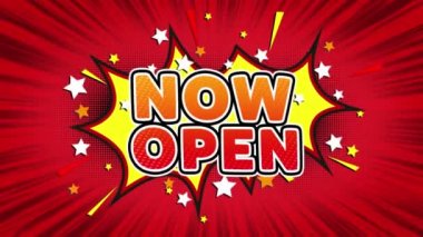 Şimdi Açık Metin Pop Art Style Comic Expression.