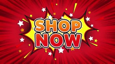 Alışveriş Şimdi Metin Pop Art Style Comic Expression.
