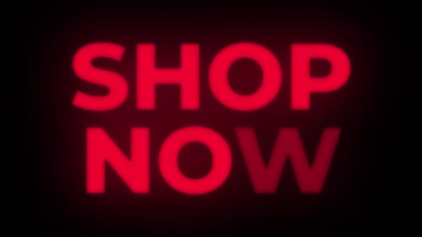 Shop Now Text Flickering Display Promotional Loop. — Stock Video