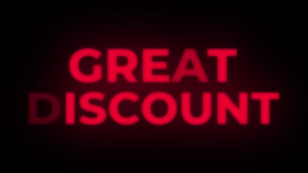 Great Discount Text Flickering Display Promotional Loop. — Stock Video