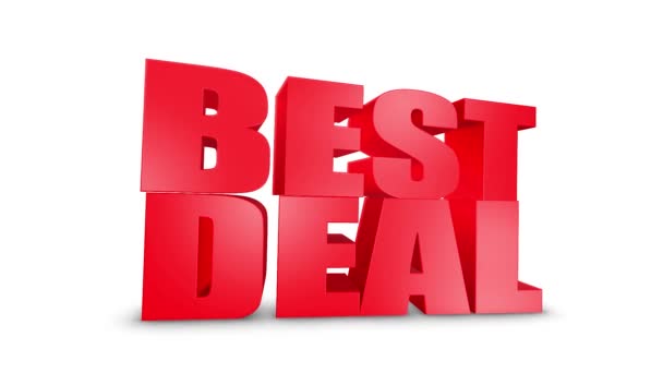 Best Deal 3D Text Come Down 3D Animation Render. — Stock Video