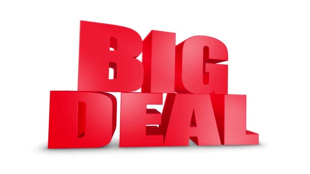 Big Deal 3D tekst zejdź w dół animacja 3D Render. — Wideo stockowe