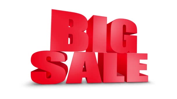 Big Sale 3D Text Come Down 3D Animation Render. — Stock Video