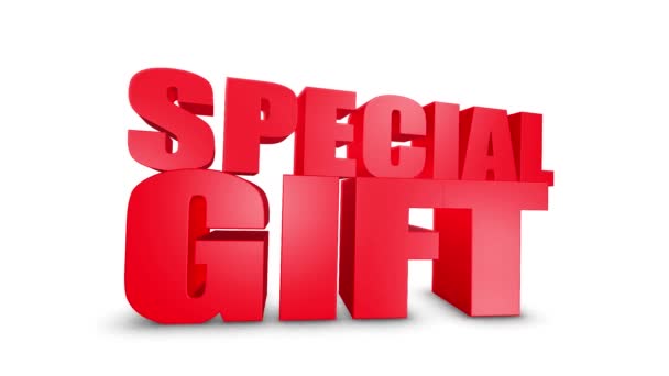 Special Gift 3D Text Come Down 3D Animation Render. — Stock Video
