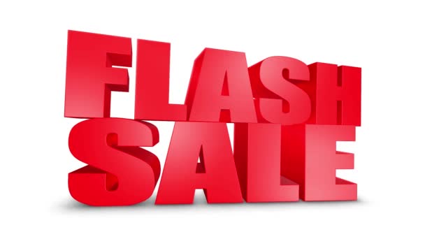 Flash Sale 3D Text Come Down 3D Animation Render. — Stock Video