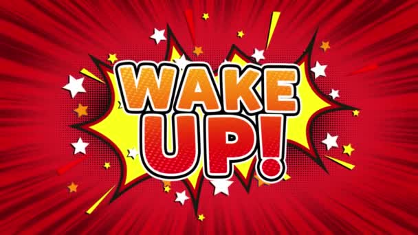 Wake up tekst pop art style komiks wyrażenie. — Wideo stockowe