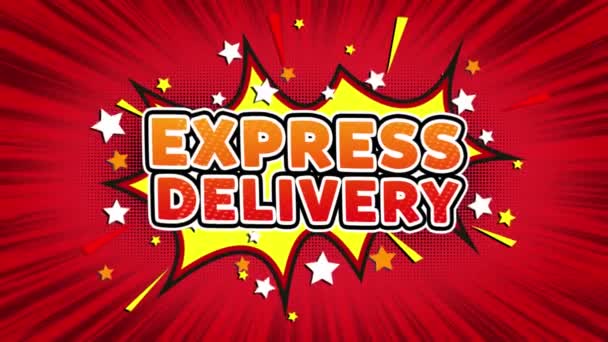 CONSEGNA EXPRESS Testo Pop Art Stile Espressione Comica . — Video Stock