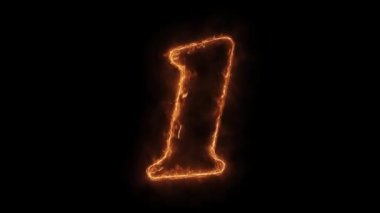 Sayı 1 Kelime Sıcak Animasyonlu Yanan Gerçekçi Yangın Alev Loop.