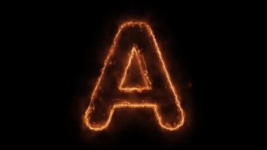 Alfabe A Word Sıcak Animasyonlu Yanan Gerçekçi Yangın Alev Loop.