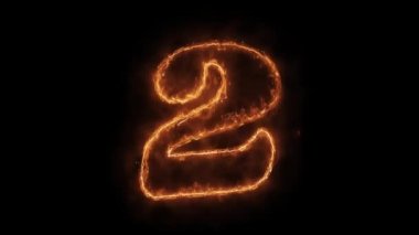 Sayı 2 Kelime Sıcak Animasyonlu Yanan Gerçekçi Yangın Alev Loop.