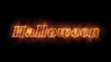 Helloween Kelime Sıcak Animasyonlu Yanan Gerçekçi Yangın Alev Loop.
