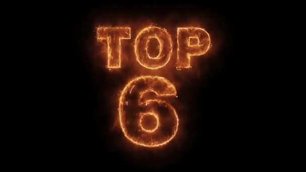 Top 6 Word Hot geanimeerde brandende realistische Fire Flame loop. — Stockvideo