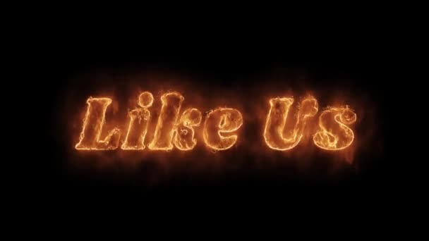 Like Us Word Hot Animated Burning Realistic Fire Flame Loop. — Stock Video