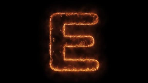 Alphabet E Word Hot Animated Burning Realistic Fire Flame Loop. — Stock Video