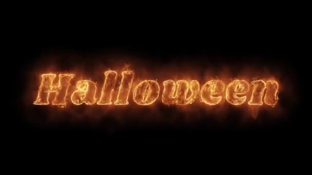 Helloween parola caldo animato ardente fuoco realistico fiamma Loop . — Video Stock