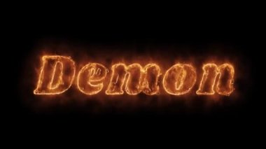 Demon Word Sıcak Animasyonlu Yanan Gerçekçi Yangın Alev Loop.