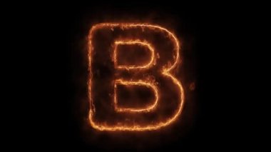 Alfabe B Kelime Sıcak Animasyonlu Yanan Gerçekçi Yangın Alev Loop.