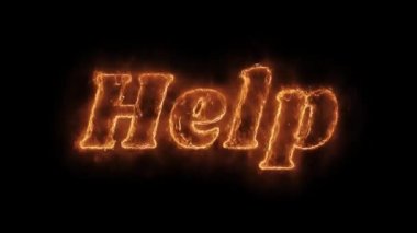 Yardım Kelime Sıcak Animasyonlu Yanan Gerçekçi Yangın Alev Loop.