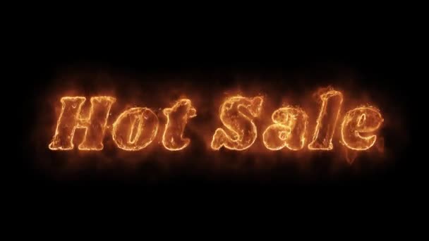 Горячая продажа слова горячий анимированный сжигание реальный огонь огненный петля . — стоковое видео