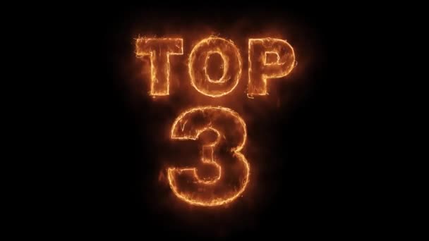 Top 3 woord Hot geanimeerde brandende realistische Fire Flame loop. — Stockvideo