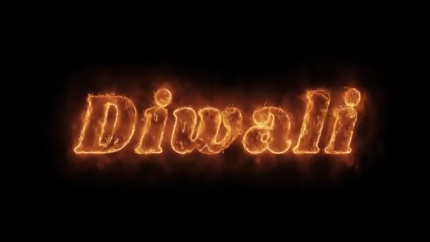 Diwali Palabra caliente animada ardiente llama de fuego realista Loop . — Vídeos de Stock