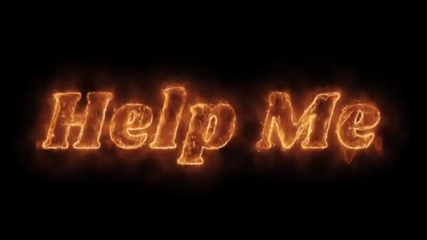 Yardım Et Bana Kelime Sıcak Animasyonlu Yanan Gerçekçi Yangın Alev Loop. — Stok video
