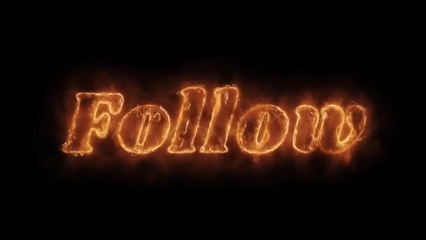 Follow Us Word Hot Animated Burning Realistic Fire Flame Loop. — Stockvideo