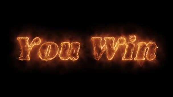YOU WIN Word Hot Animated Burning Realistic Fire Flame Loop. — Stock Video
